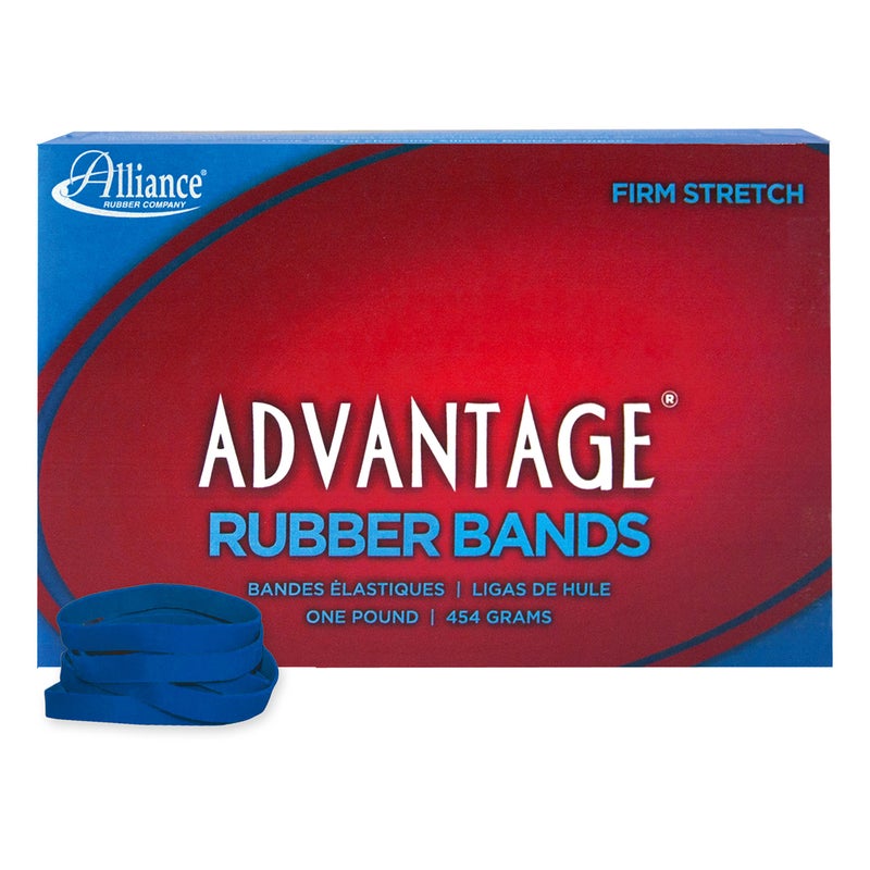 Alliance Rubber 54615 Advantage Rubber Bands Size #61, 1 lb Box Contains Approx. 535 Bands (2" x 1/4", Blue) - Image 1